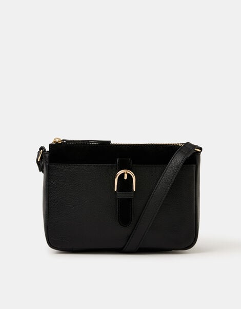 Buckle Leather Crossbody Bag, , large