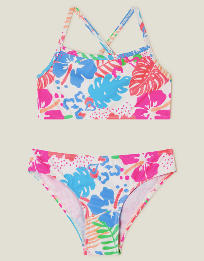 Girls Tropical Print Bikini Set, Multi (BRIGHTS MULTI), large