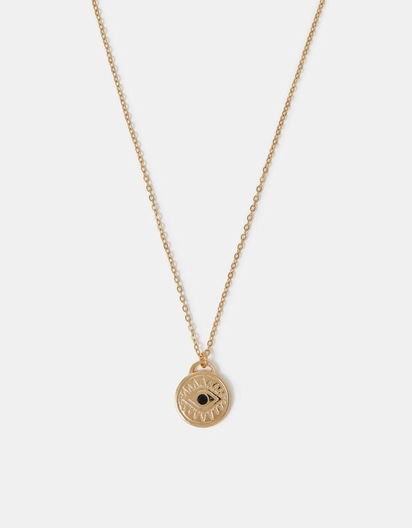 Evil Eye Coin Pendant Necklace, , large