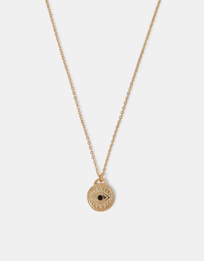 Evil Eye Coin Pendant Necklace, , large