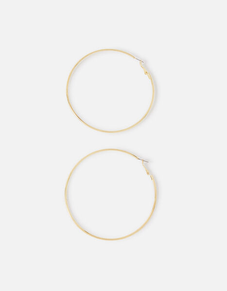 Large Simple Hoop Earrings Gold, Gold (GOLD), large