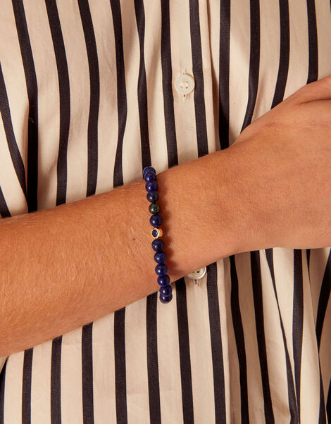 14ct Gold-Plated Power Stone Lapis Bracelet, , large
