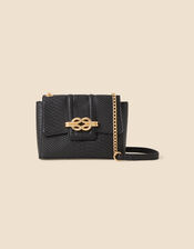 Faux Croc Snaffle Detail Cross-Body Bag, Black (BLACK), large