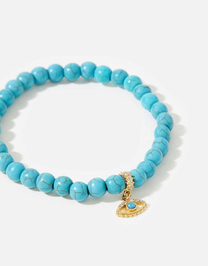 Gold-Plated Turquoise Power Stone Bracelet, , large