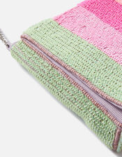 Stripe Sequin Clutch Bag, , large