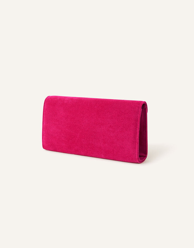 Suedette Envelope Clutch Bag, Pink (FUCHSIA), large