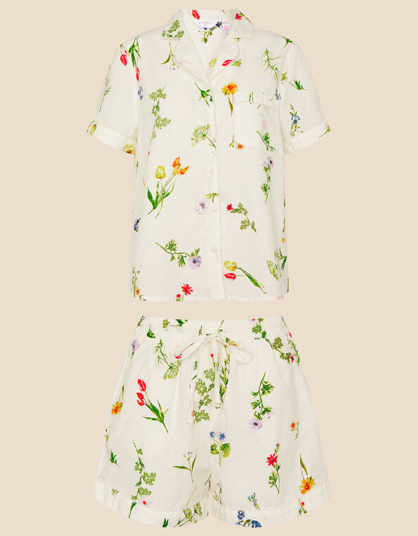 Floral Print Dobby Pyjama Set Ivory, Ivory (IVORY), large