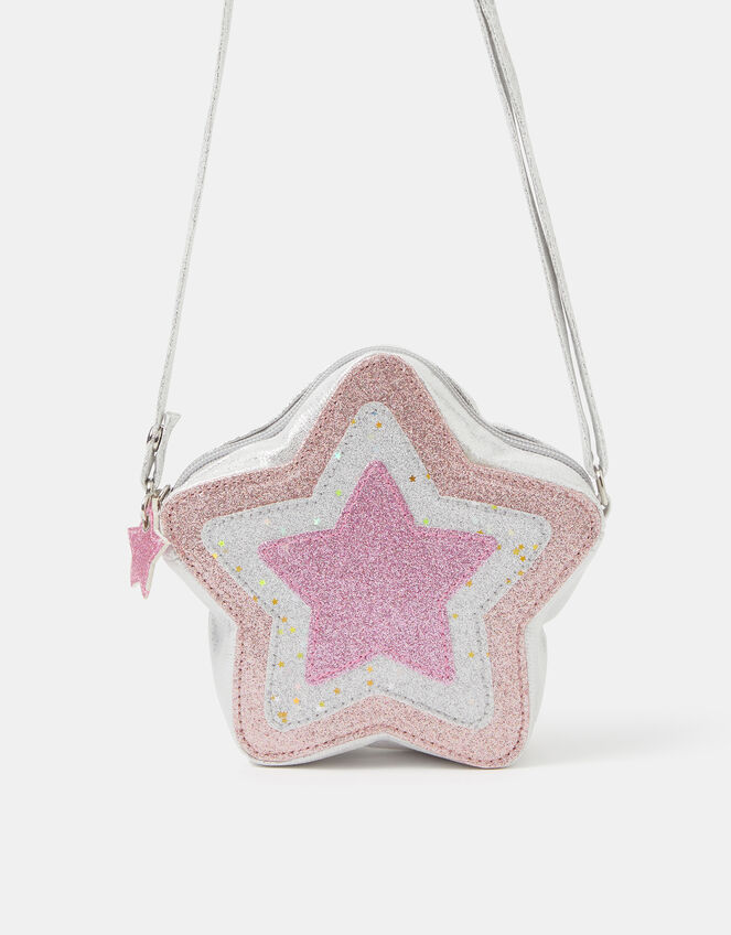 Girls Metallic Star Crossbody Bag, , large