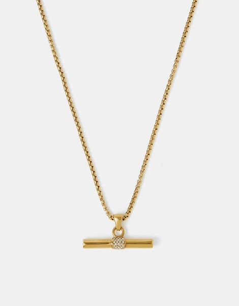 Stainless Steel T-Bar Cube Chain Necklace, , large