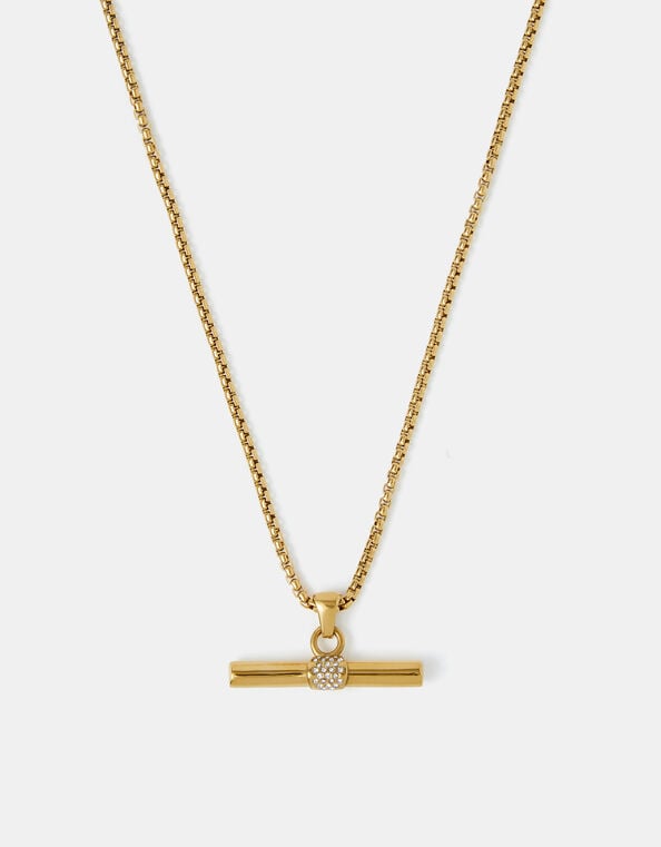Stainless Steel T-Bar Cube Chain Necklace, , large