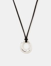 Organic Pendant Cord Necklace, Silver (SILVER), large