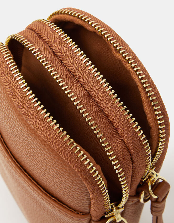 Double Pouch Phone Bag, Tan (TAN), large
