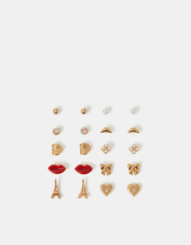 10-Pack Paris Stud Earrings, , large
