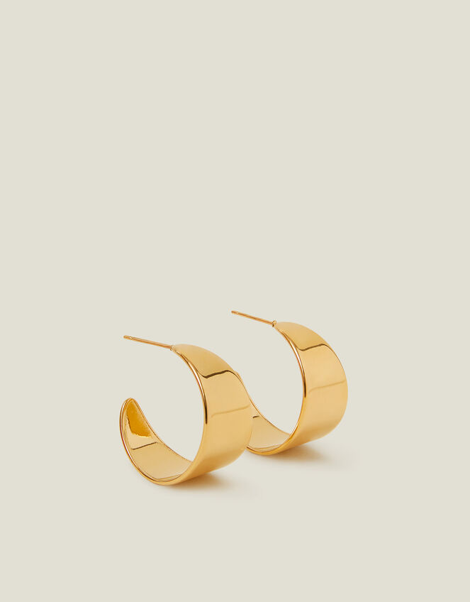 14ct Gold-Plated Stainless Steel Chunky Hoop Earrings, , large