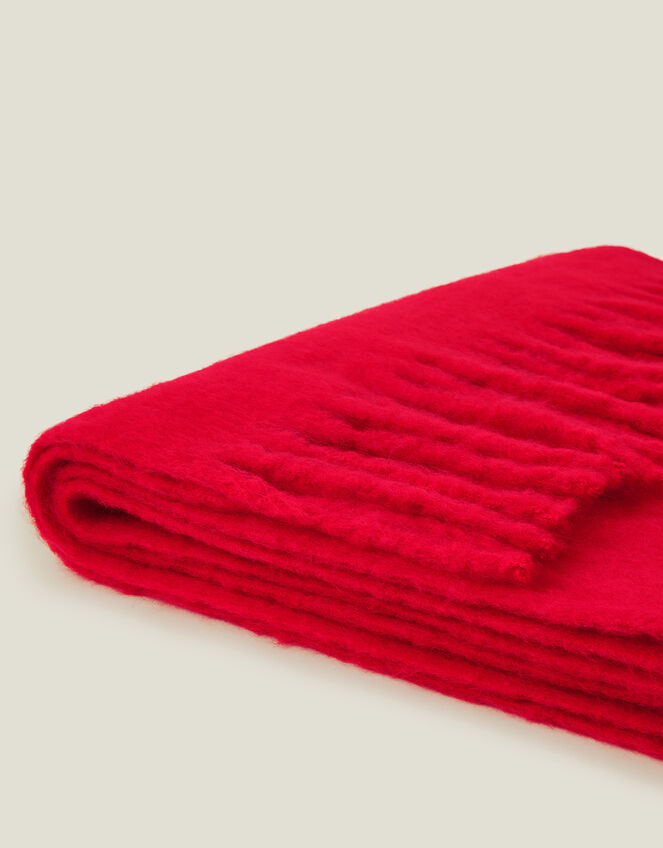 Plain Tassel Scarf, Red (RED), large