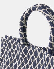 Geometric Print Textile Handbag, , large