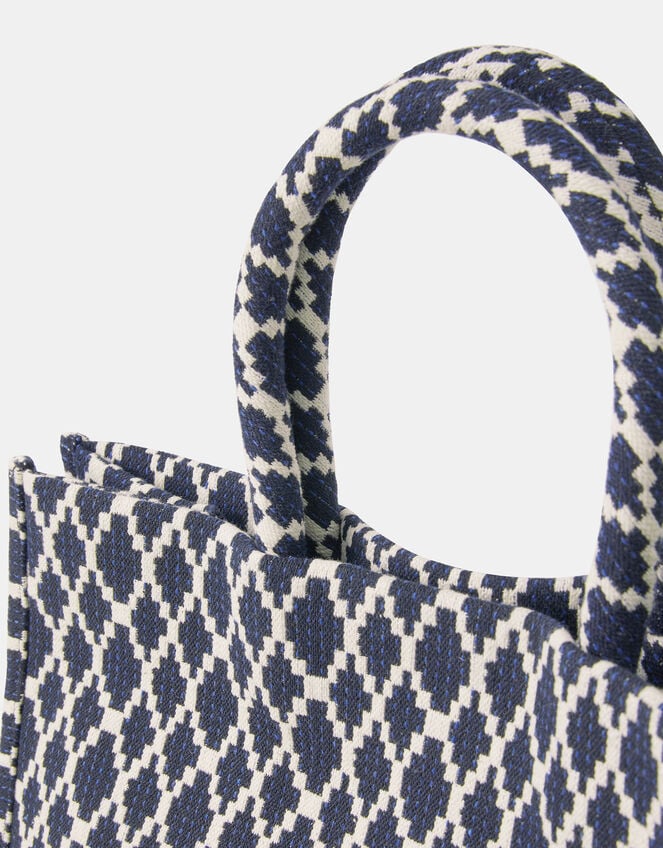 Geometric Print Textile Handbag, , large