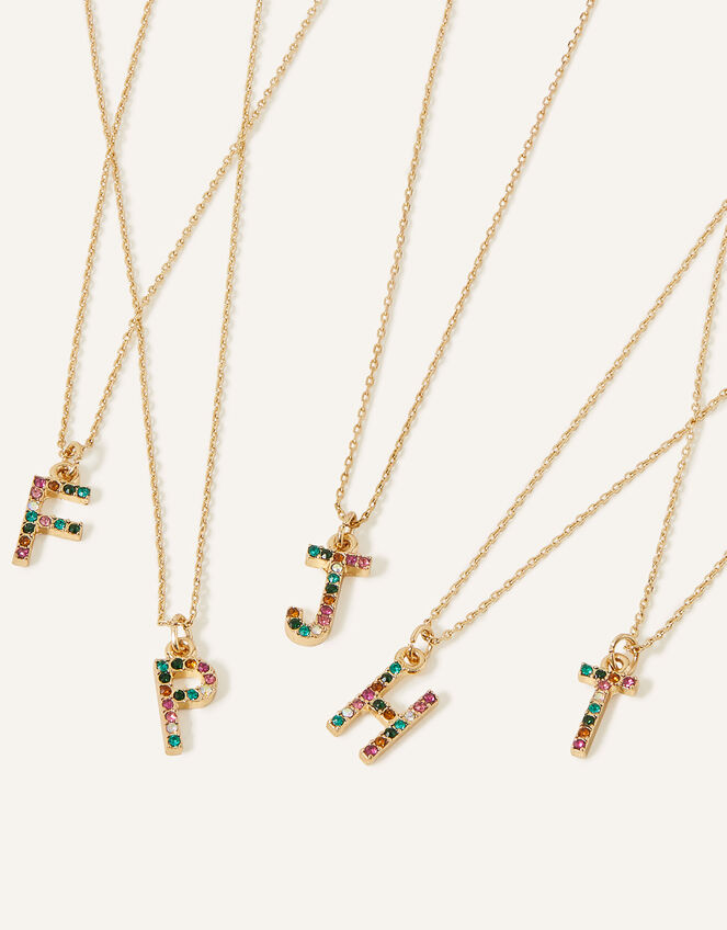 Crystal Initial Necklace, Multi (DARKS-MULTI), large