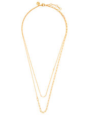 Gold-Plated Layered Chain Necklace, , large