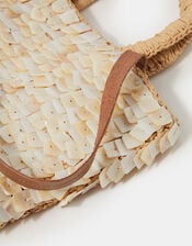 Mother of Pearl Raffia Handheld Bag, , large
