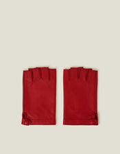Leather Fingerless Gloves, Red (RED), large