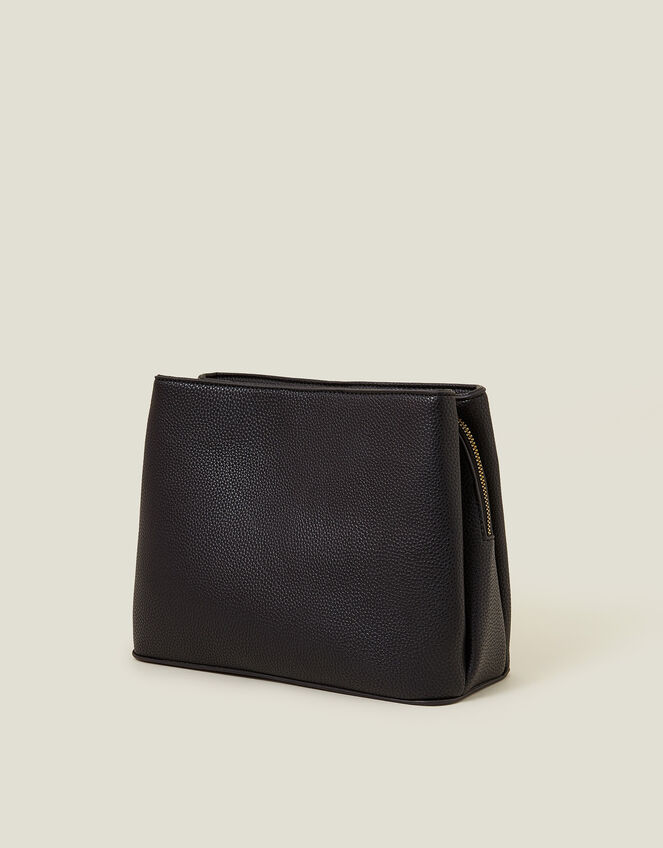 Faux Leather Webbing Strap Crossbody Bag, Black (BLACK), large