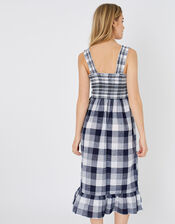 Gingham Midi Dress, Blue (NAVY), large