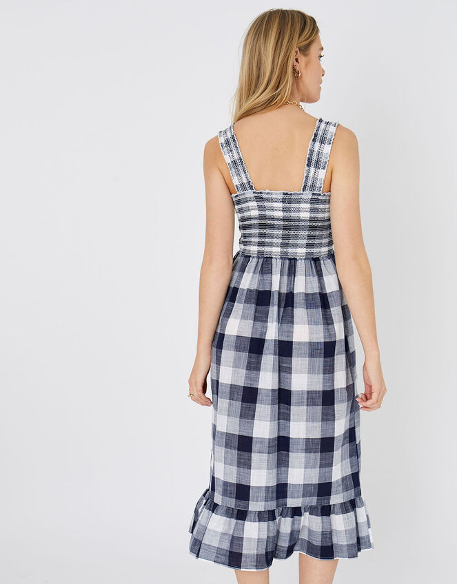 Gingham Midi Dress, Blue (NAVY), large