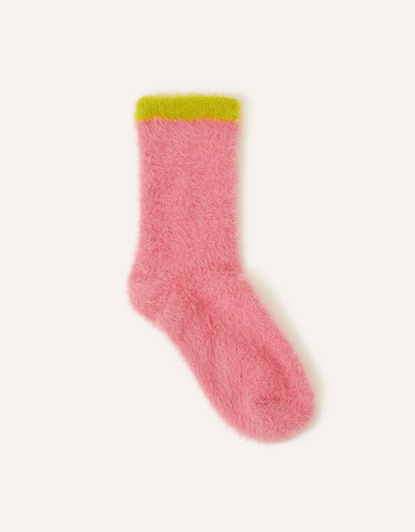 Contrast Fluffy Socks, , large