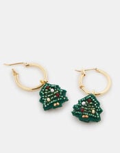 Christmas Tree Huggie Hoop Earrings, , large