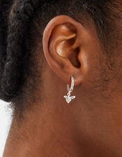 Sterling Silver-Plated Bee Drop Huggie Hoop Earrings, , large