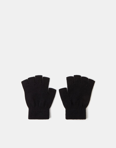 Plain Fingerless Gloves, Black (BLACK), large