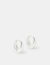 Sterling Silver-Plated Chunky Hoop Earrings, , large