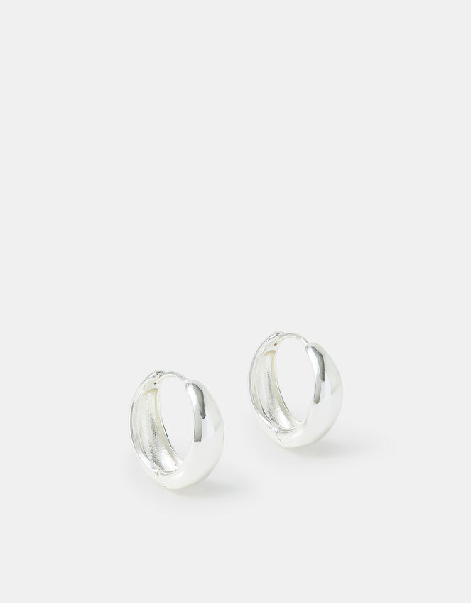 Sterling Silver-Plated Chunky Hoop Earrings, , large