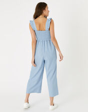 Ruffle Strap Smocked Jumpsuit, Blue (BLUE), large