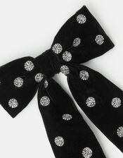 Velvet Polka Dot Bow Hair Clip, , large