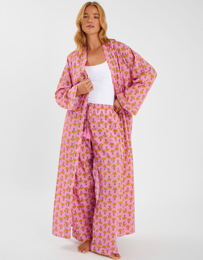 Marigold Print Dressing Gown, Pink (PINK), large