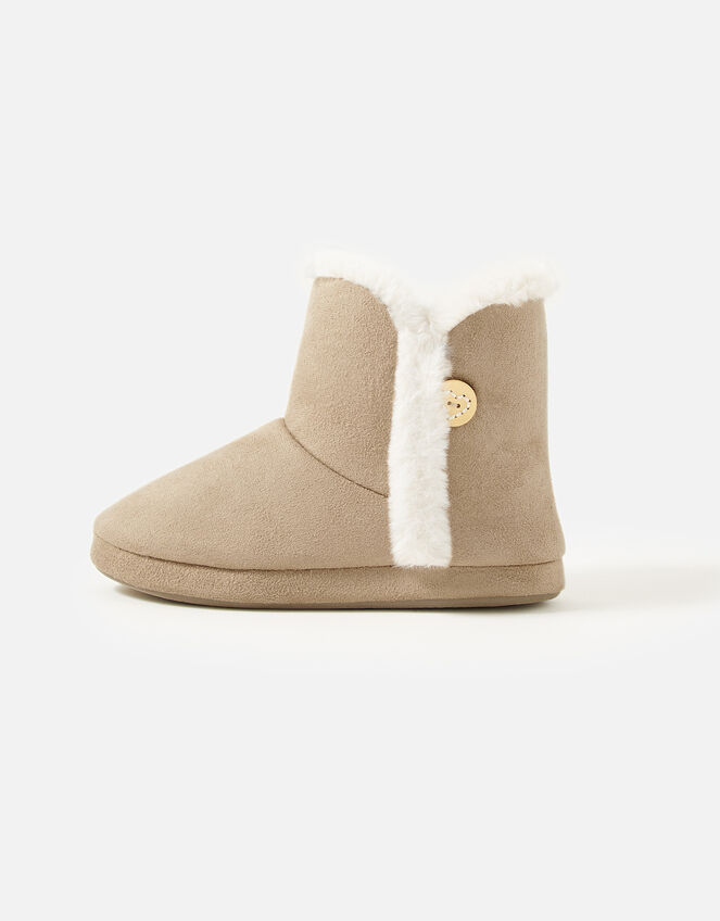 Suedette Slipper Boots, Tan (TAN), large