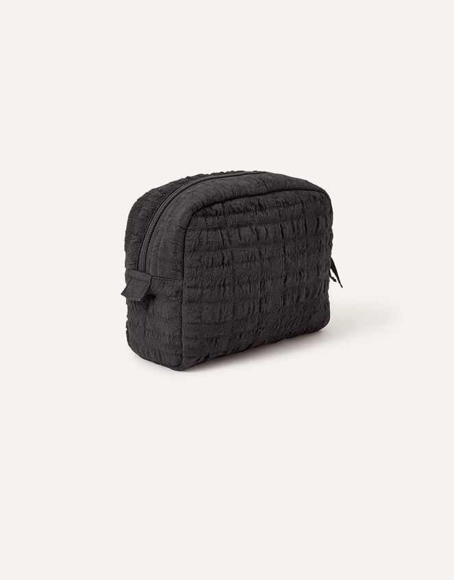Seersucker Make Up Bag, Black (BLACK), large