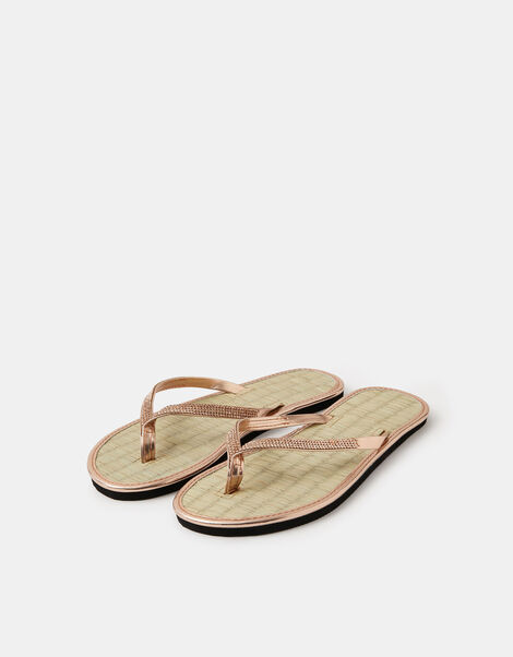 Sparkle Seagrass Flip Flops, Gold (ROSE GOLD), large