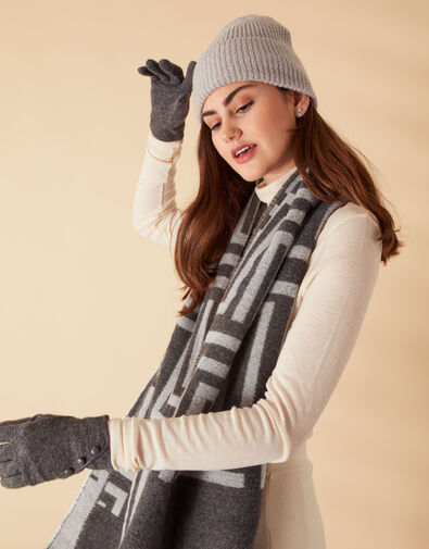 Charcoal Beanie, Gloves and Scarf Set, , large