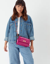 Boxy Patent Cross-Body Bag , Pink (FUCHSIA), large