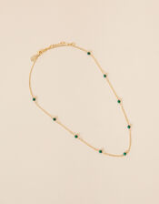 Gold-Plated Malachite Station Necklace, , large