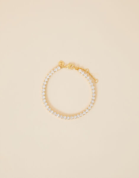 14ct Gold-Plated Sparkle Tennis Bracelet, , large