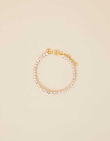 Gold-Pated Sparkle Tennis Bracelet, , large