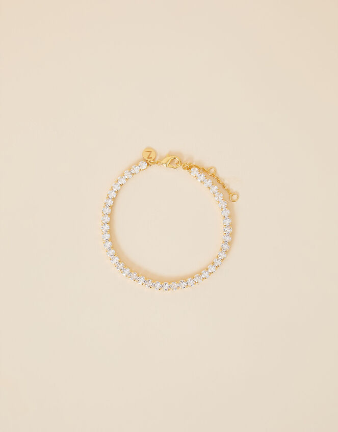 14ct Gold-Plated Sparkle Tennis Bracelet, , large