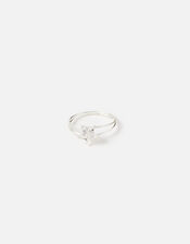 Sterling Silver Cubic Zirconia Star Ring, Silver (ST SILVER), large