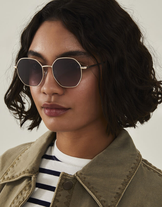 Metal Hexagon Sunglasses, , large
