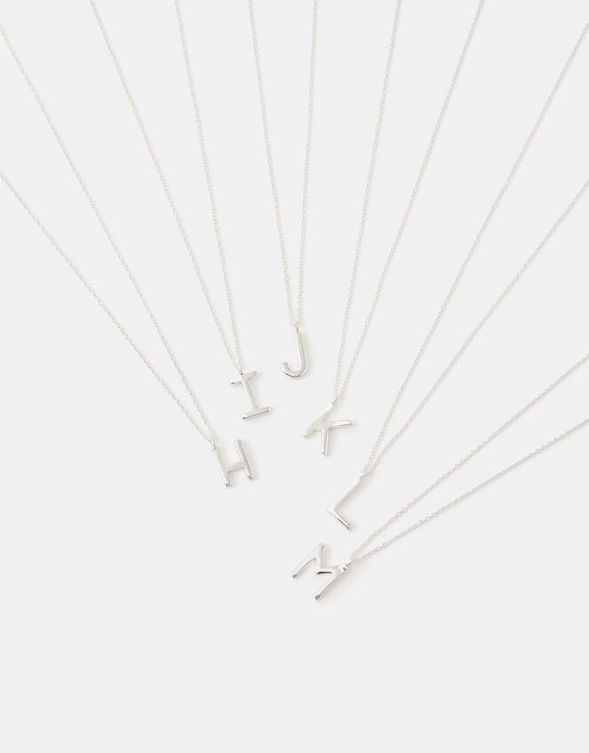 Sterling Silver Initial Pendant Necklace, Silver (ST SILVER), large