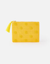 Beaded Polka Dot Pouch Bag, Yellow (YELLOW), large
